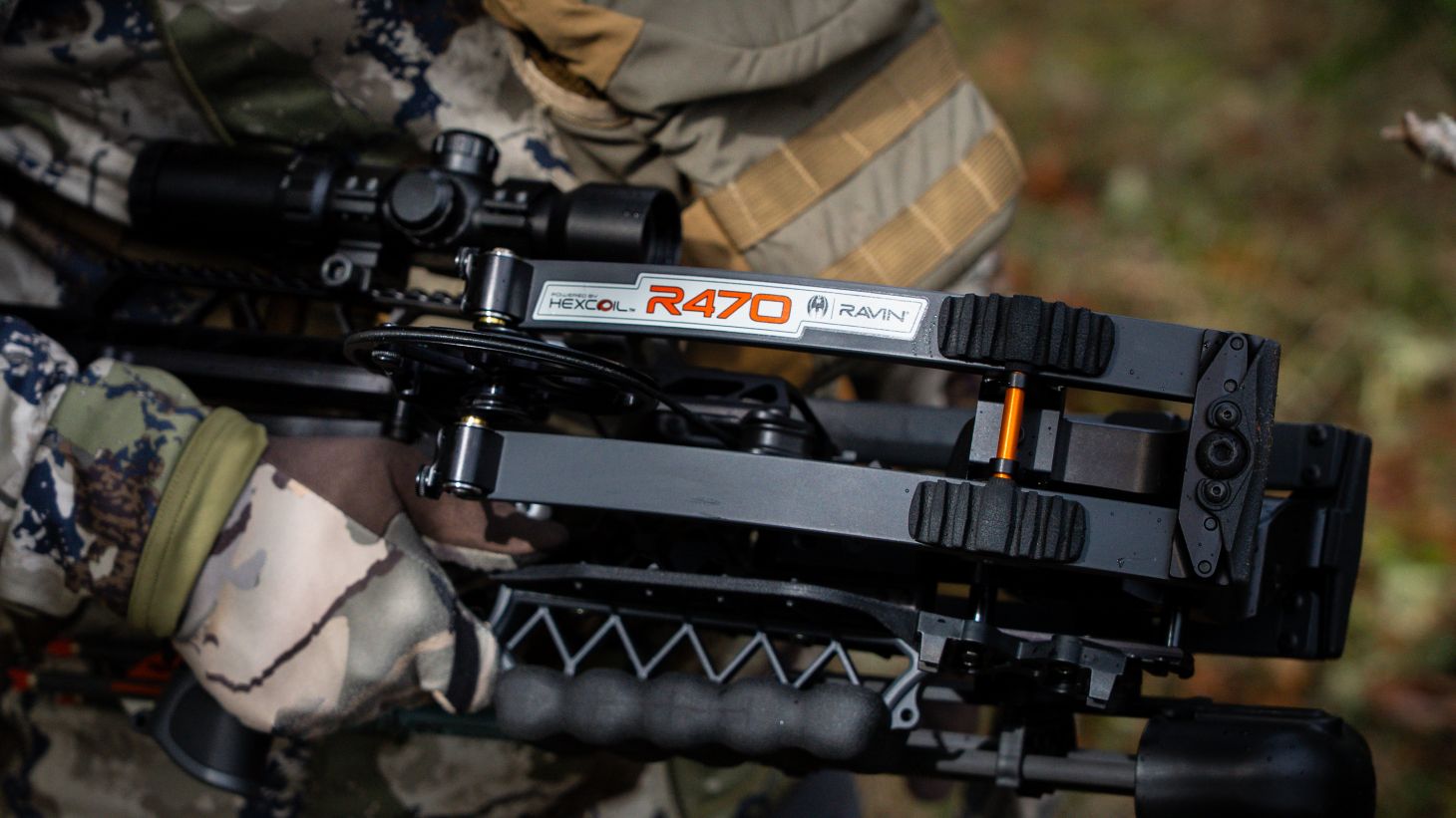 A closeup of the limbs of the new Ravin 470 crossbow.
