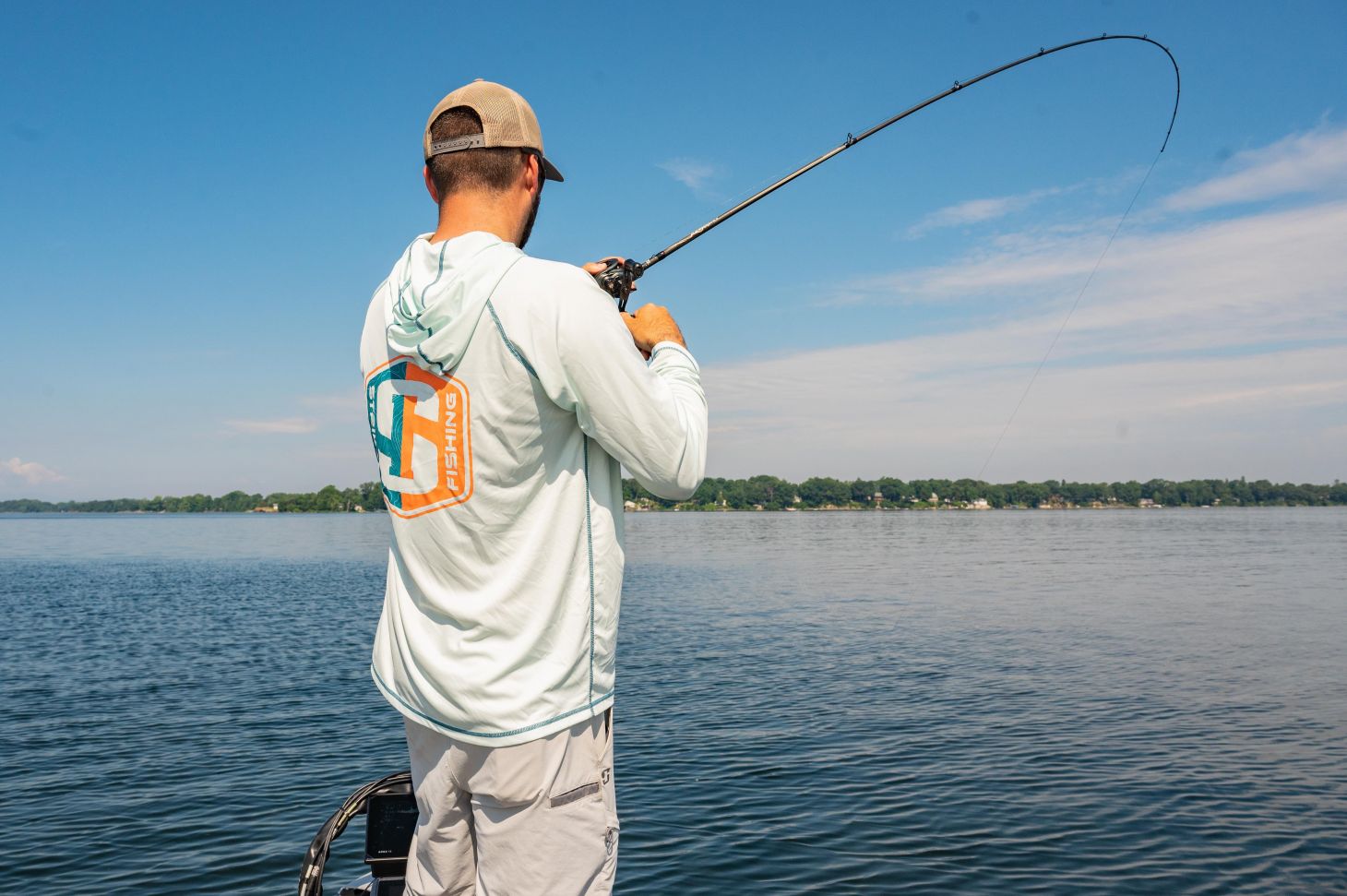 Angler fighting fish