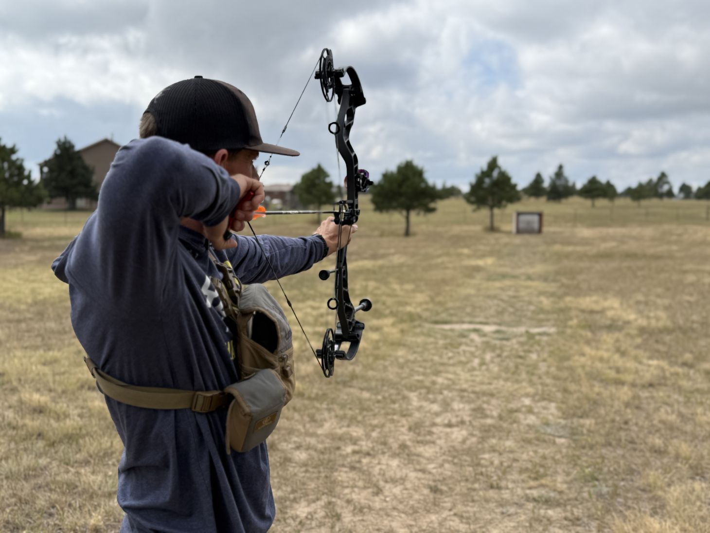 An archer shoots the new Bowtech Ascend at a far-away target. 