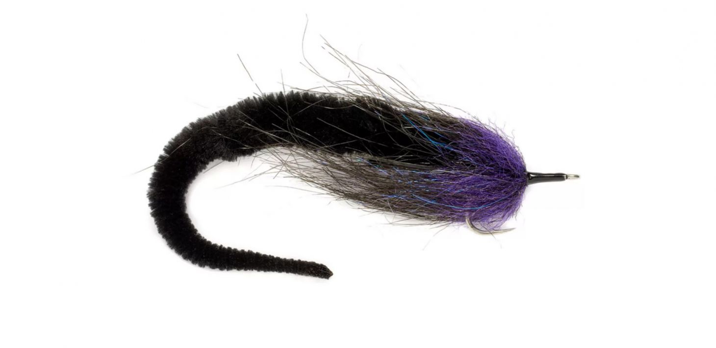 A Dragon Tail streamerfly on a white background. 