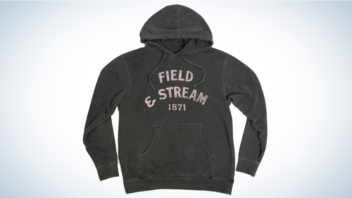 Field & Stream Hilly's Hoodie on gray and white background