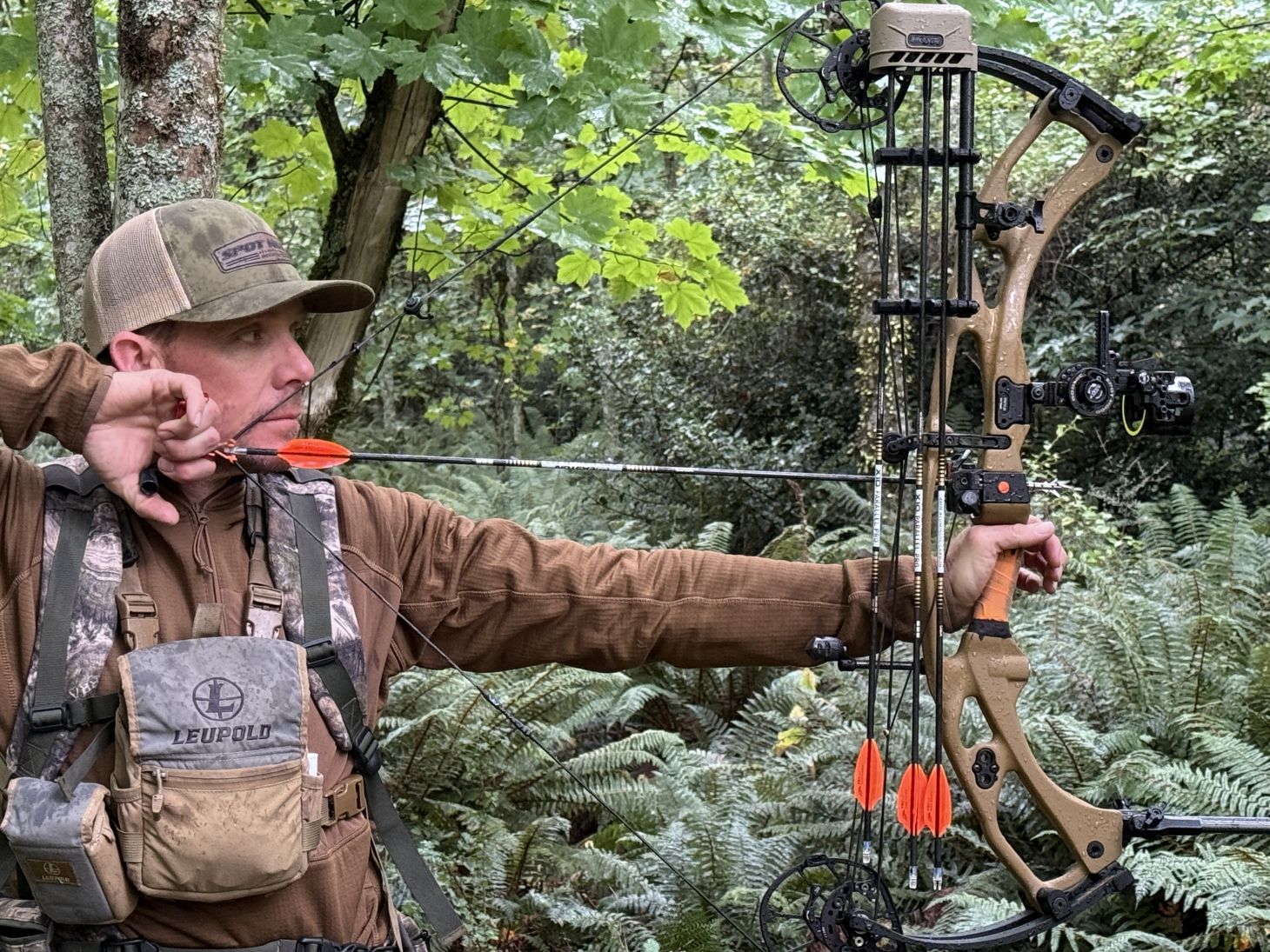 A bow hunter shoots the new Hoyt RX-9 Ultra compound bow. 