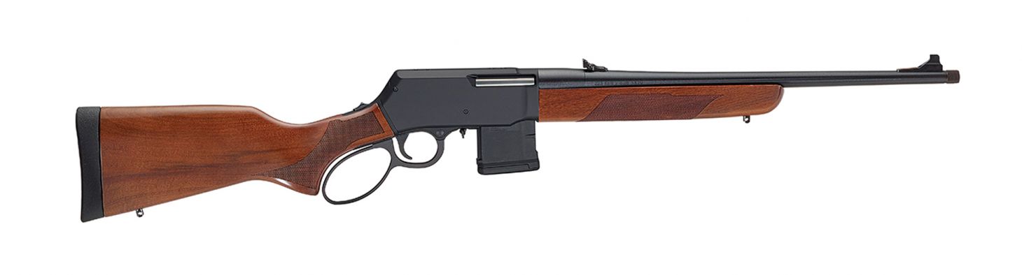 The new Henry Lever Action Supreme Rifle on a white background. 