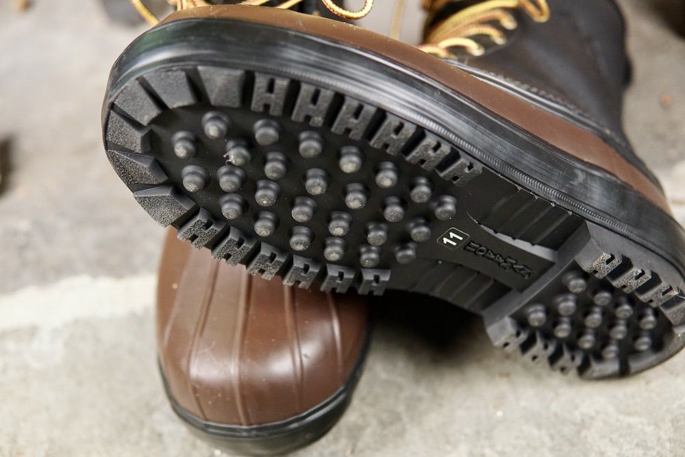 Sole of Hoffman Double Insulated Mountaineer Boots during testing