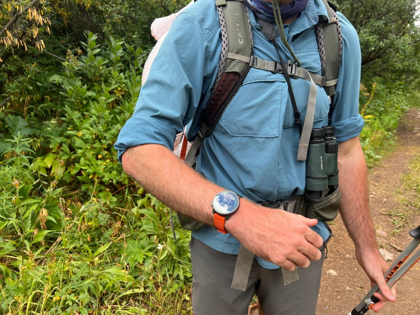 Hiker wearing Suunto Vertical GPS Watch