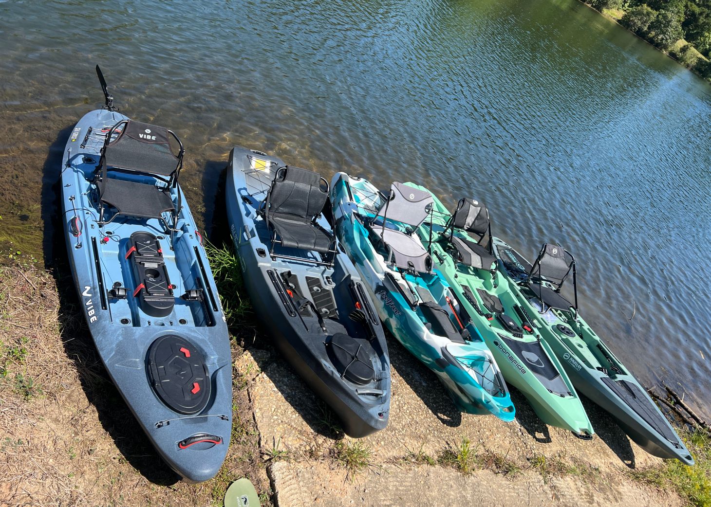 Kayaks on the bank