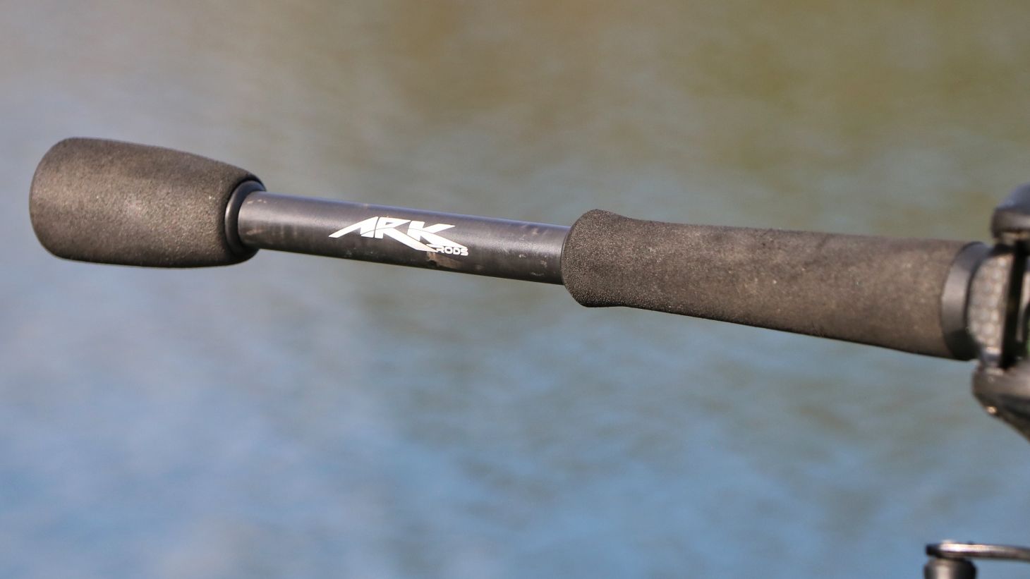 The butt end of the Ark Catalyzer fishing rod