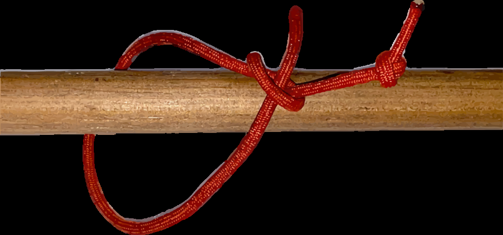 Second step in how to tie a jam knot