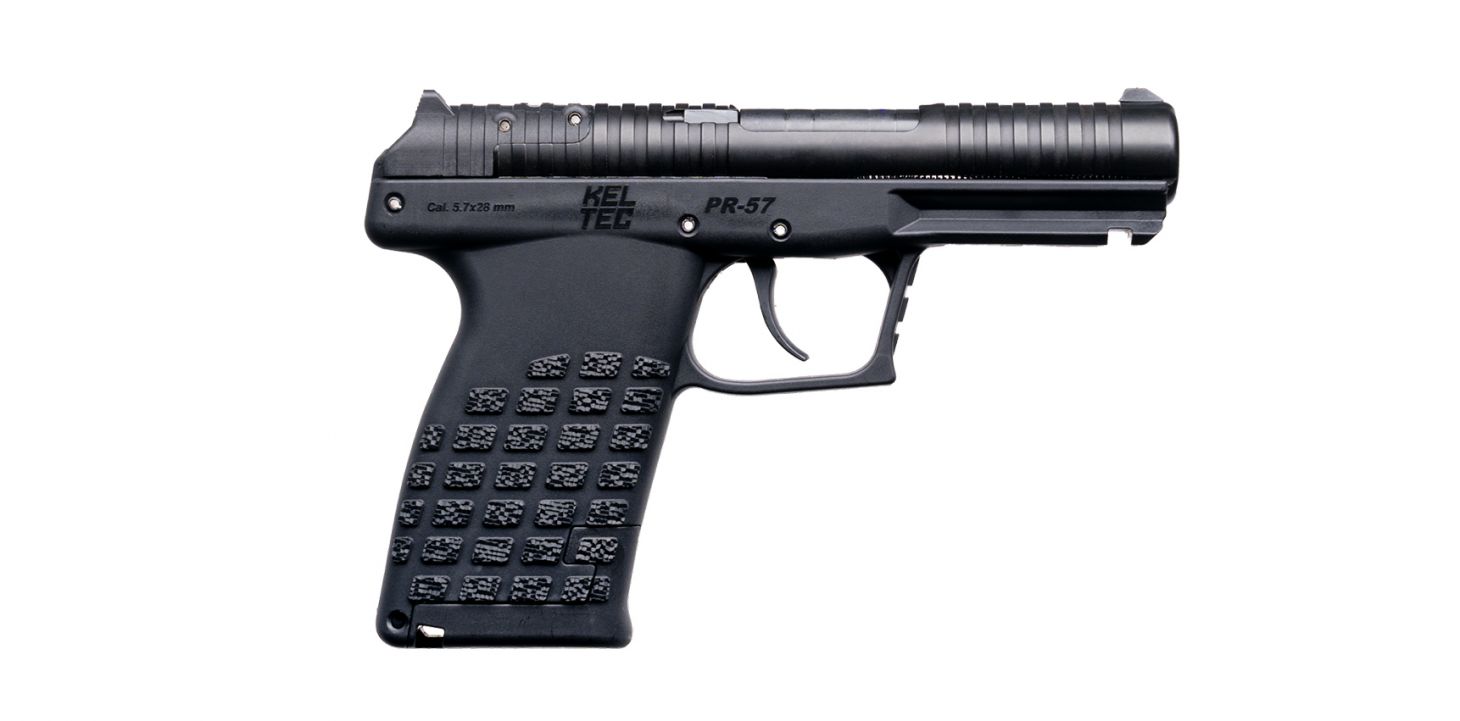 The new KelTec PR57 pistol on a white background.