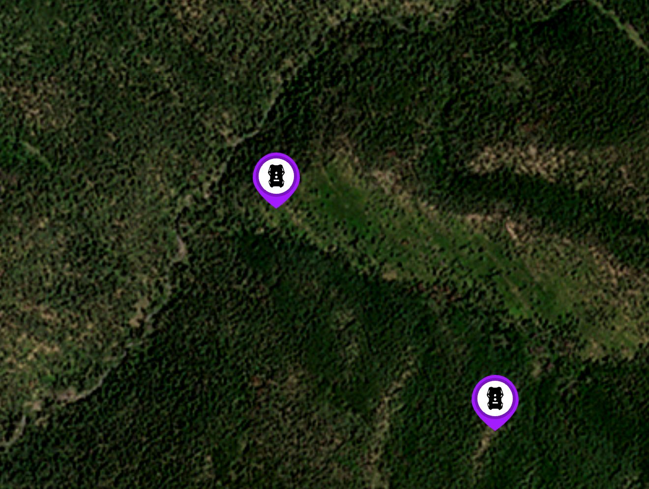 Mapping app showing the locations of two cameras.