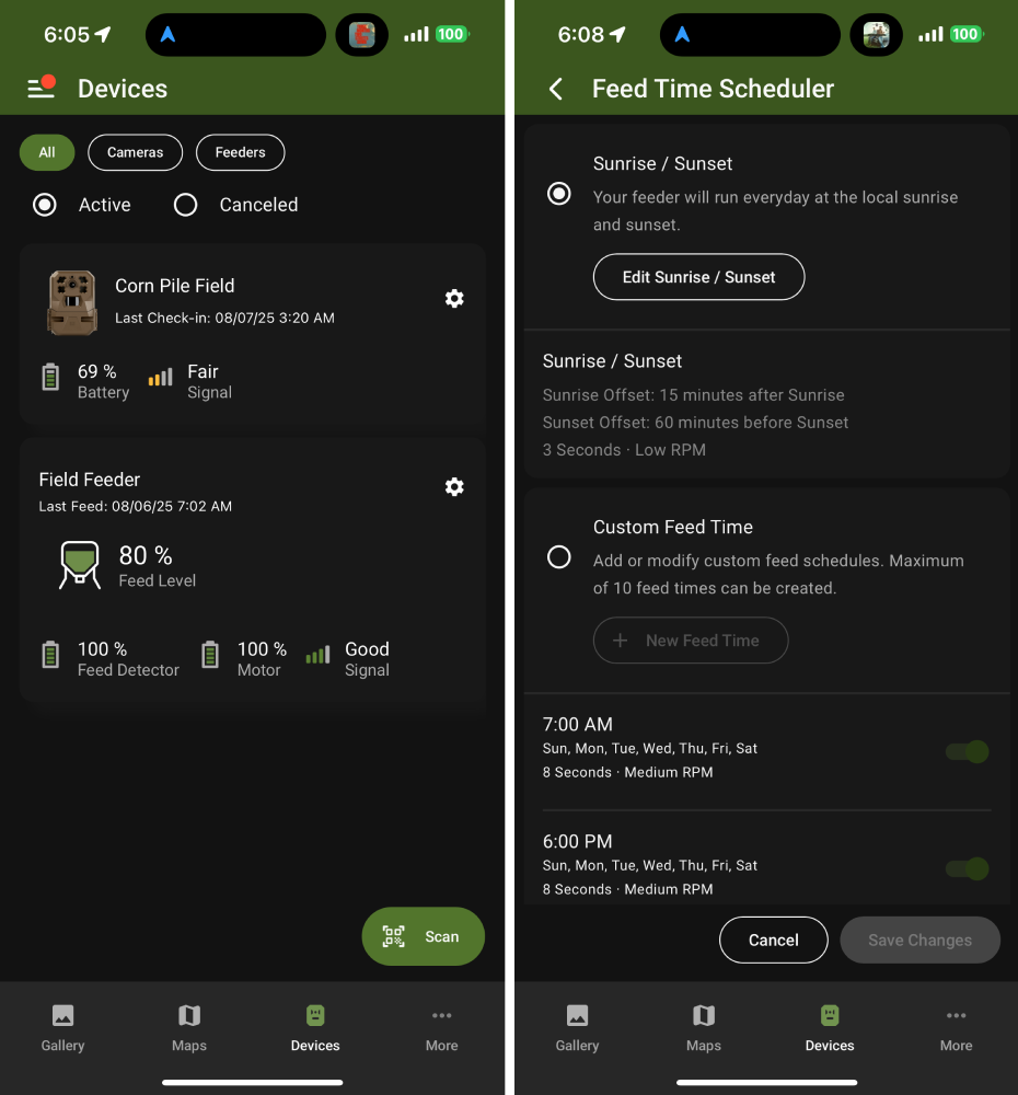 Moultrie Feeder App Screenshots
