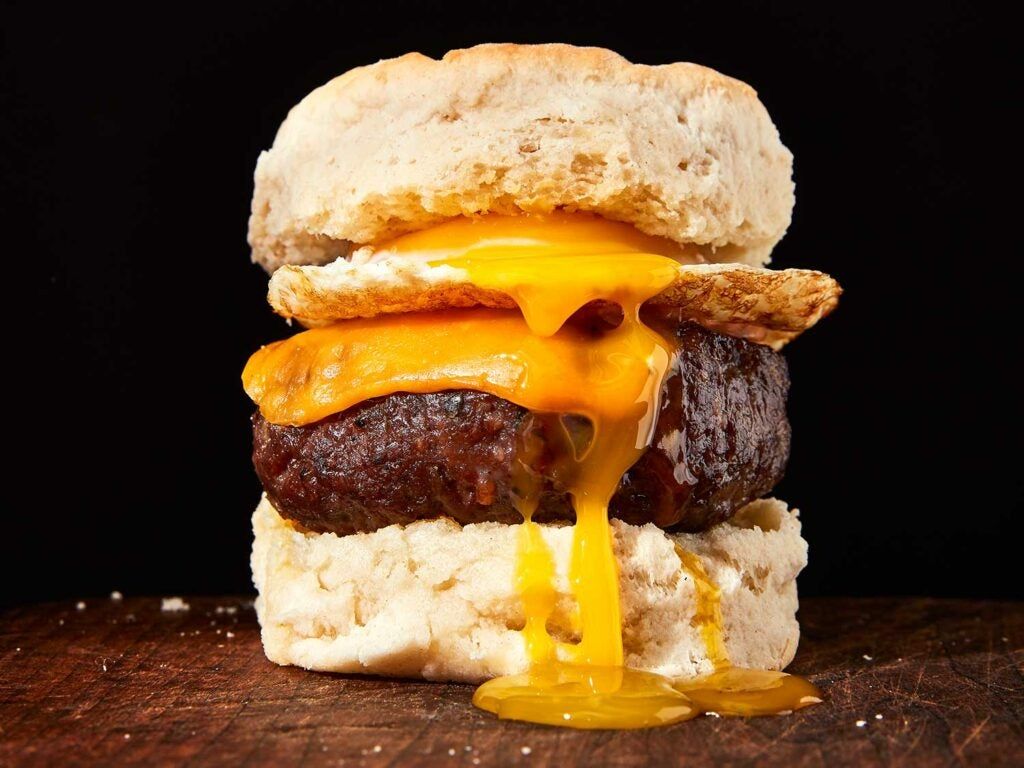 maple venison breakfast sausage sandwich.