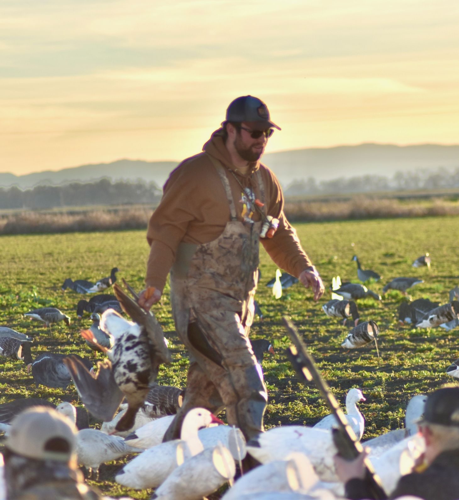 Hunter retrieves bird