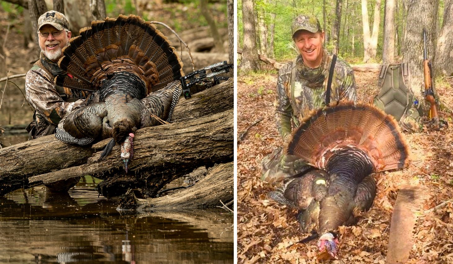 Turkey hunters Phillip Vanderpool and Ricky Joe Bishop show of spring gobblers.