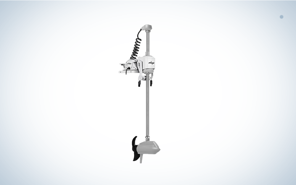 Power pole move trolling motor on blue and white background