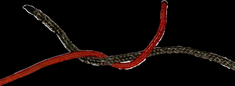 Step 1 in how to tie a square knot