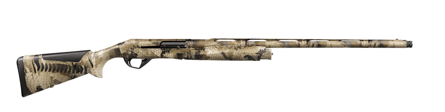 A Benelli Super Black Eagle 3 shotgun on white background. 
