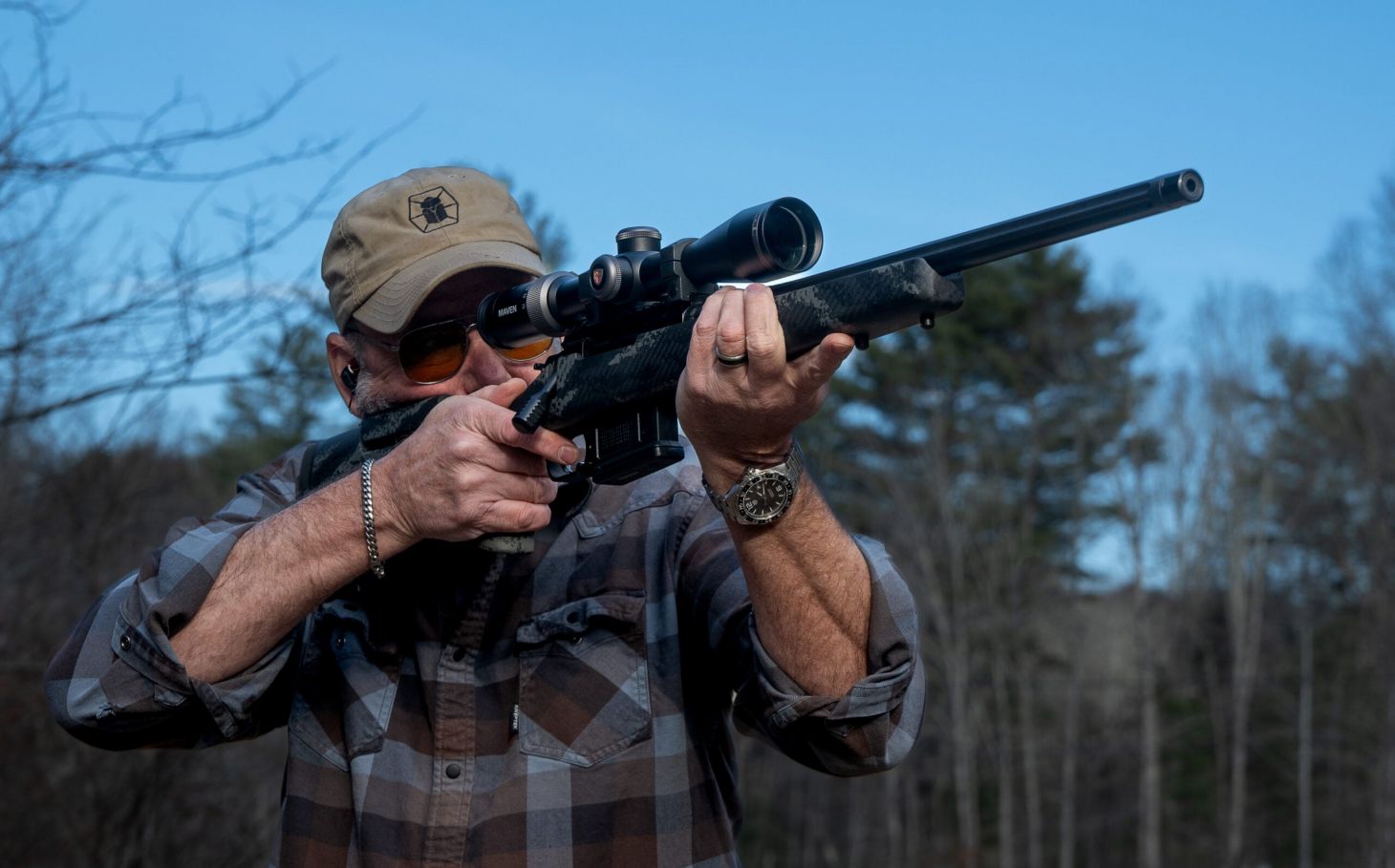 Shooter test fires the Aero Precision SOLUS Hunter rifle offhand