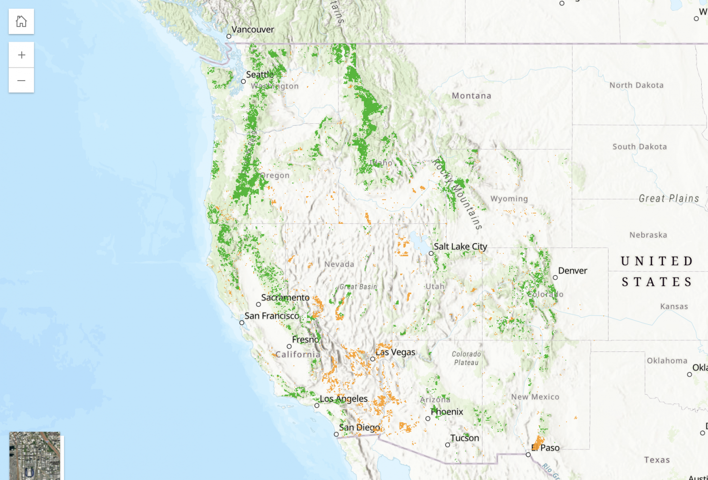 A map of public lands for sale in the budget package. 
