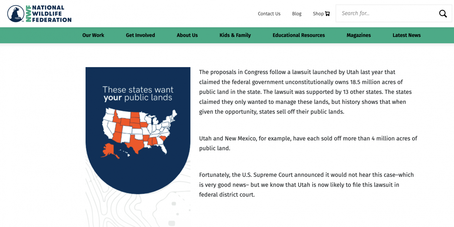 Screenshot via National Wildlife Federation 