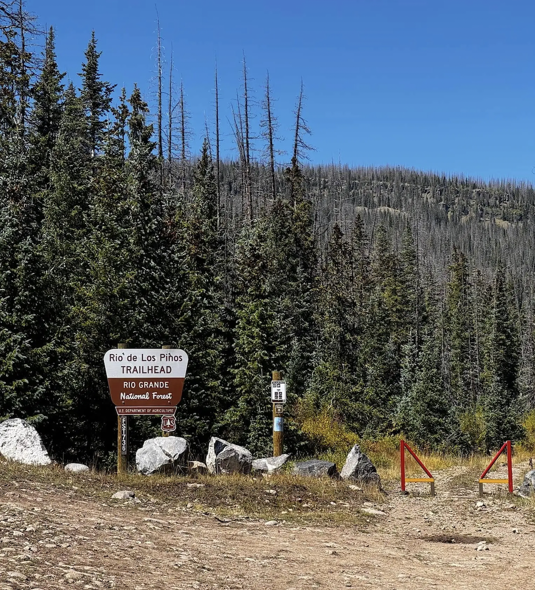 A photo of the trailhead where the missing hunters' vehicle was found.