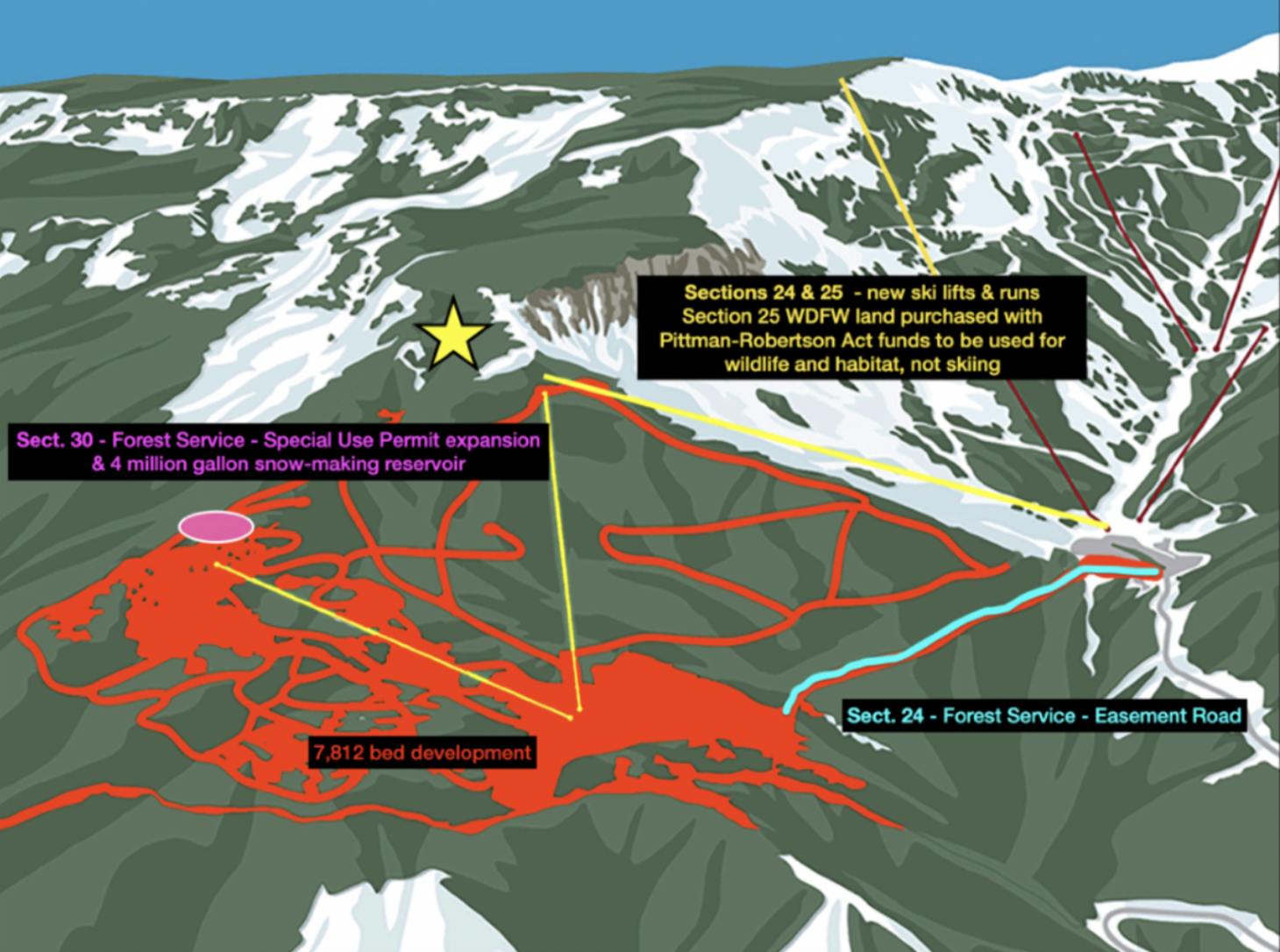 A map showing a proposed development in a popular elk hunting area in Washington State. 