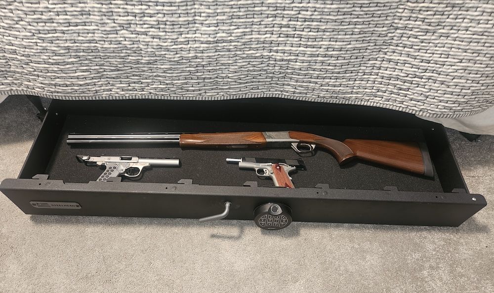 Steelhead Outdoors Undercover Safe during testing with rifle and handguns