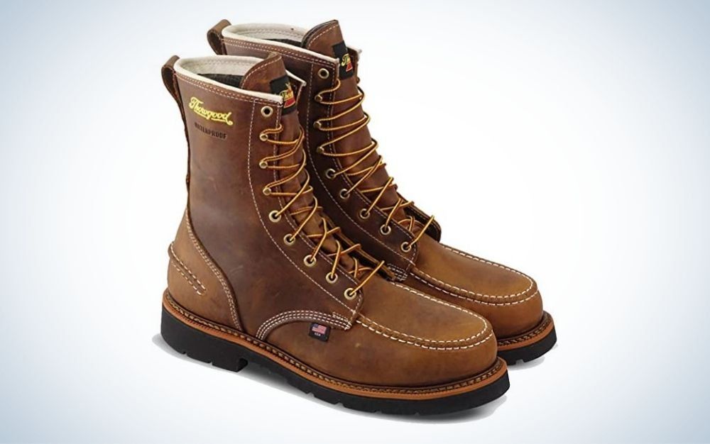 Thorogood 1957 Series 8Ã¢€ Steel Toe Waterproof Work Boots For Men are the best made in the USA logger boots.
