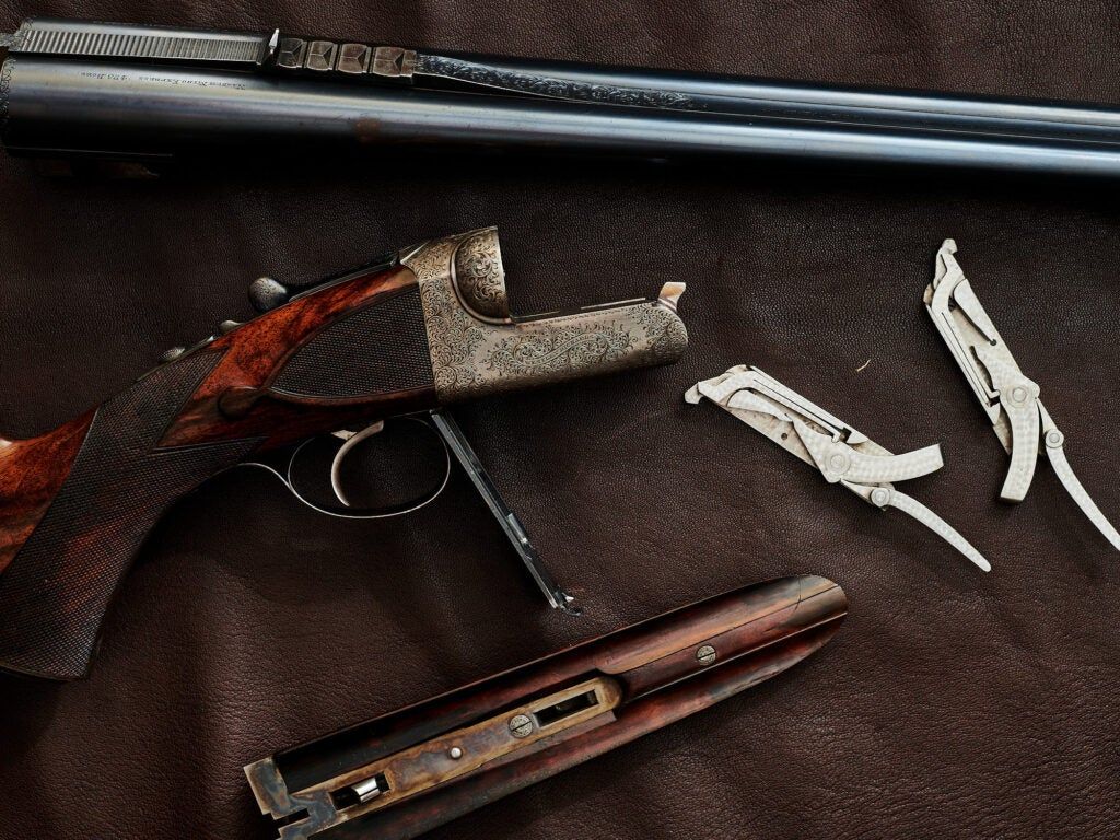 Westley Richard's patented Detachable Locks or "drop lock" allows the shooter to remove and replace or service the locks in the field. 