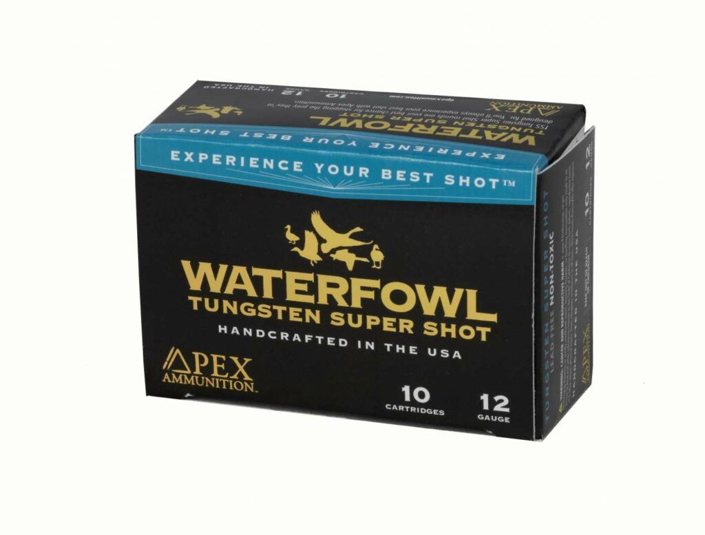 A black box of shotgun shell ammo on a white background.