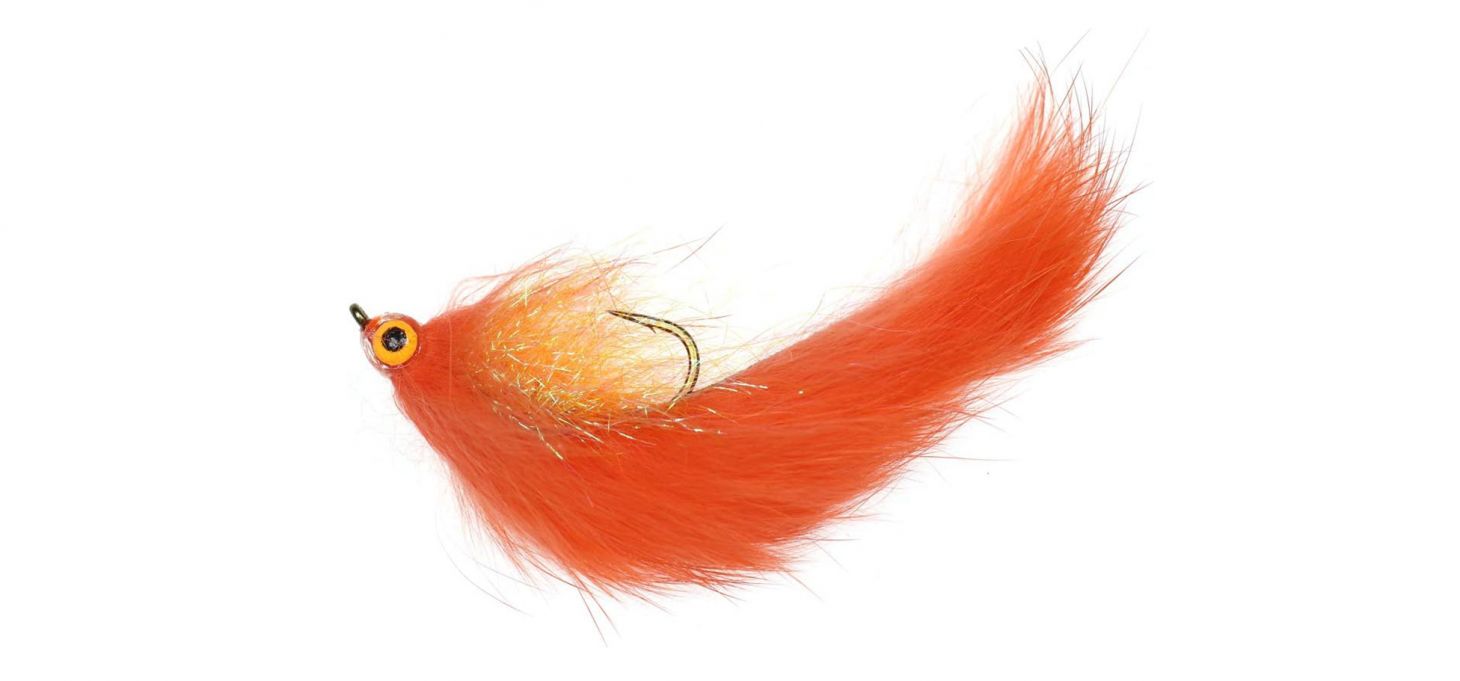 A Zonker streamerfly on a white background. 