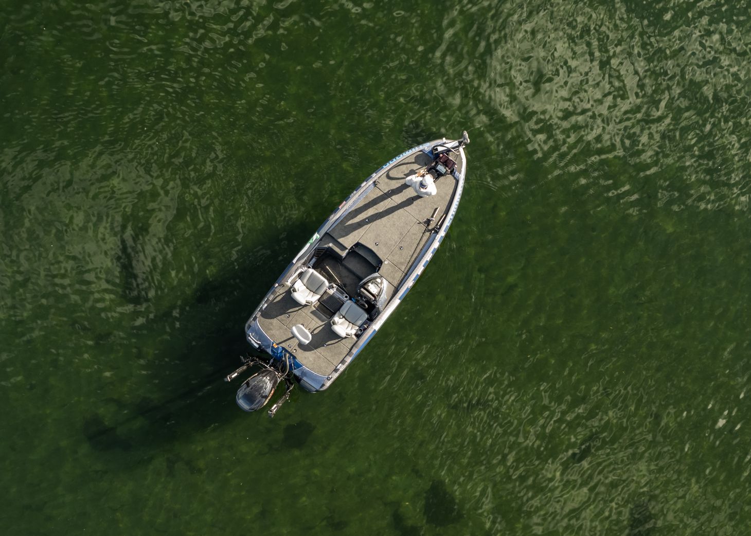Aerial photo of bass boat