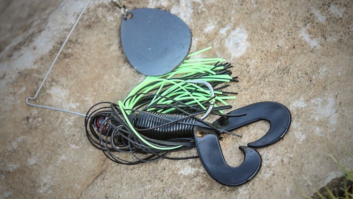 Booyah Moon Talker spinnerbait paired with a soft plastic lure.