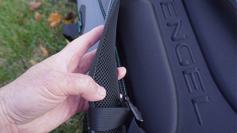 Handle of Engel HD30 soft cooler during testing