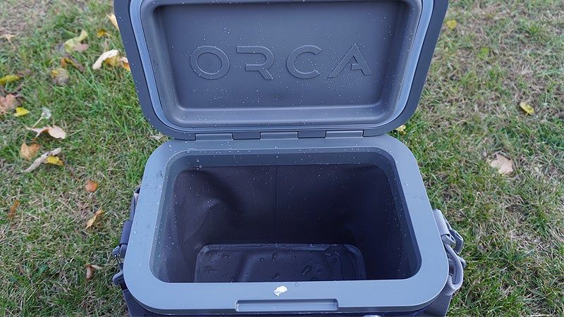 Interior of Orca soft cooler during testing