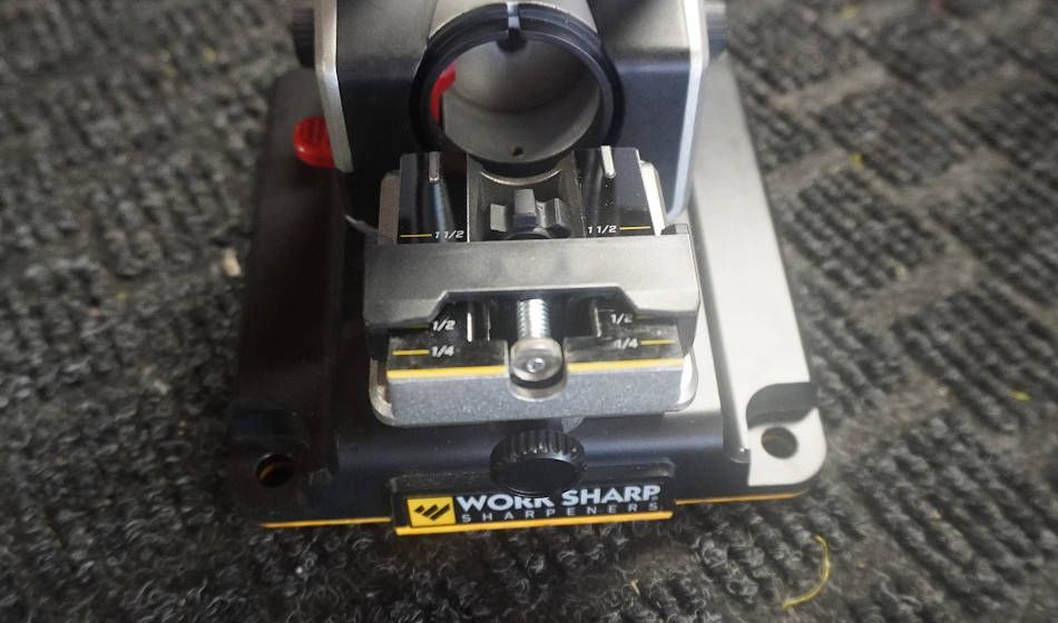 Small knife table on Work Sharp Professional Precision Adjust knife sharpener during testing